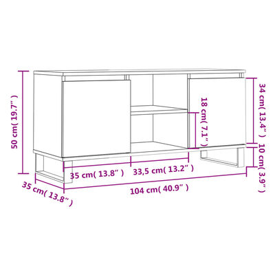 vidaXL TV skříňka bílá s vysokým leskem 104x35x50 cm kompozitní dřevo