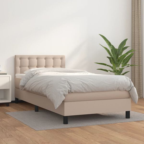 vidaXL Box spring postel s matrací cappuccino 100x200 cm umělá kůže