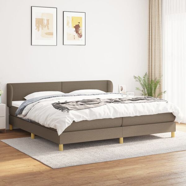 vidaXL Box spring postel s matrac&iacute; taupe 200x200 cm textil