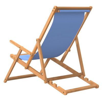 vidaXL Skládací plážové křeslo masivní teakové dřevo modré
