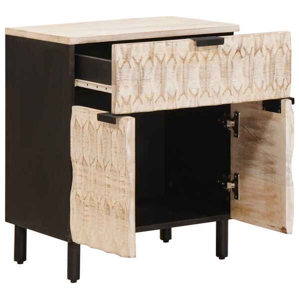 vidaXL Nočn&iacute; skř&iacute;ňka B&iacute;l&aacute; 50 x 33 x 60 cm Masivn&iacute; mangov&eacute; dřevo