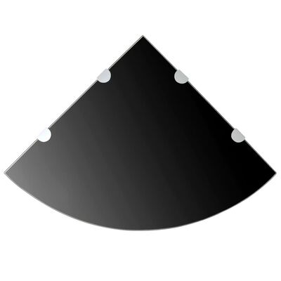 vidaXL Rohová police s chromovými podpěrami sklo černé 45x45 cm