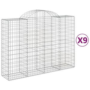 vidaXL Klenut&eacute; gabionov&eacute; ko&scaron;e 9 ks 200x50x140/160cm pozinkovan&eacute; železo