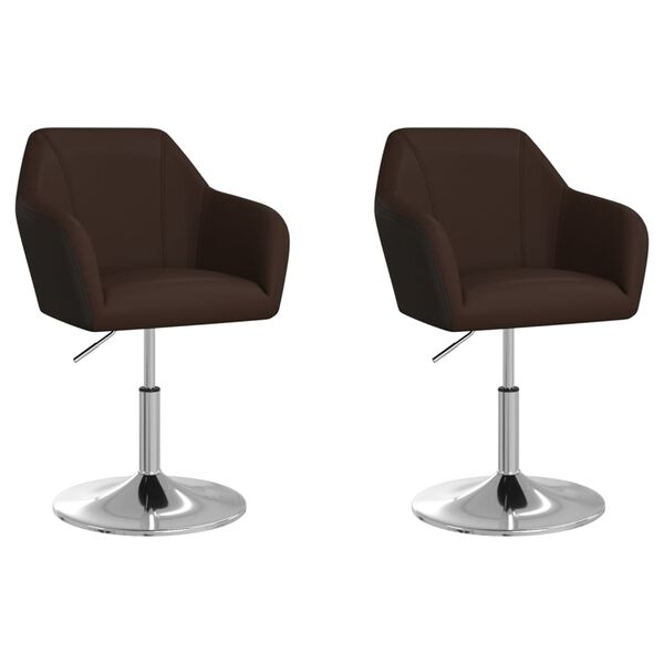 vidaXL J&iacute;deln&iacute; židle 2 ks hněd&eacute; uměl&aacute; kůže