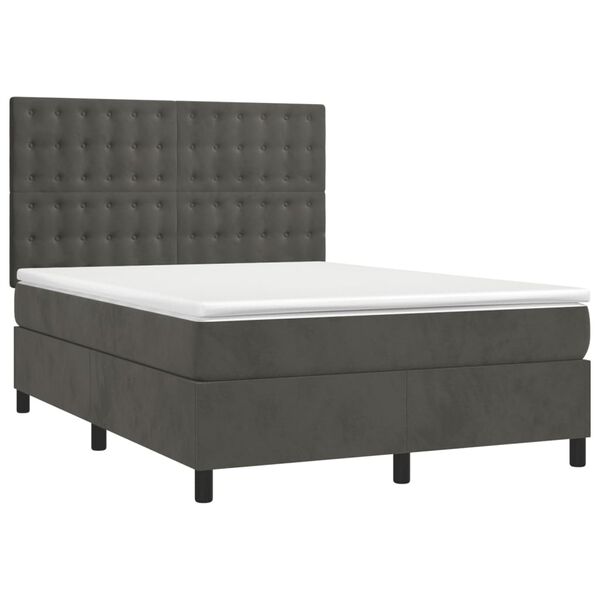 vidaXL Box spring postel s matrac&iacute; tmavě &scaron;ed&yacute; 140 x 190 cm samet