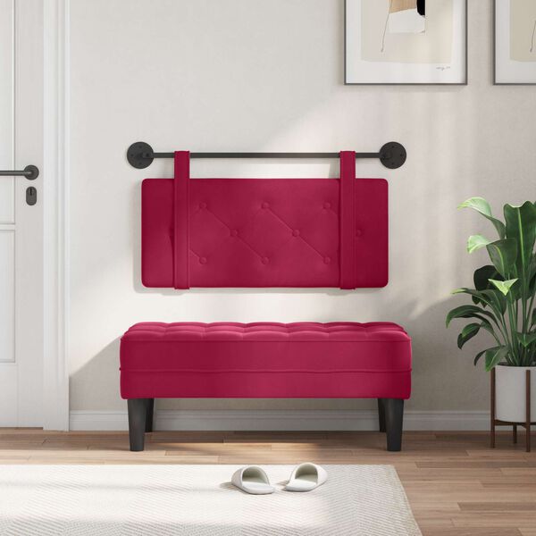 vidaXL Z&aacute;věsn&aacute; čeln&iacute; deska N&aacute;stěnn&yacute; V&iacute;no Červen&eacute; 90 x 55 x 5 cm samet