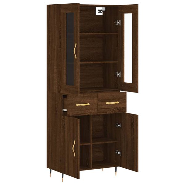 vidaXL Skř&iacute;ň highboard hněd&yacute; dub 69,5 x 34 x 180 cm kompozitn&iacute; dřevo