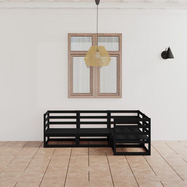 vidaXL 4d&iacute;ln&aacute; zahradn&iacute; sedac&iacute; souprava čern&aacute; masivn&iacute; borovice