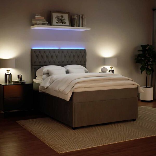 vidaXL Box spring postel s matrac&iacute; světle &scaron;ed&aacute; 140x200 cm samet