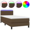 vidaXL Box spring postel s matrac&iacute; a LED tmavě hněd&aacute; 90x200 cm textil
