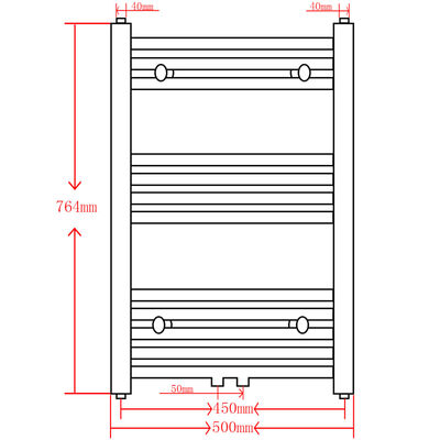 Černý žebříkový radiátor obloukový ústřední topení 500 x 764 mm
