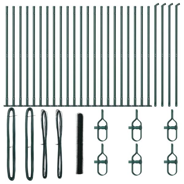 vidaXL Plotov&yacute; sloupek. Zelen&aacute; 50 x 1,5 m (36 mm s&iacute;ť) Ocel a PVC