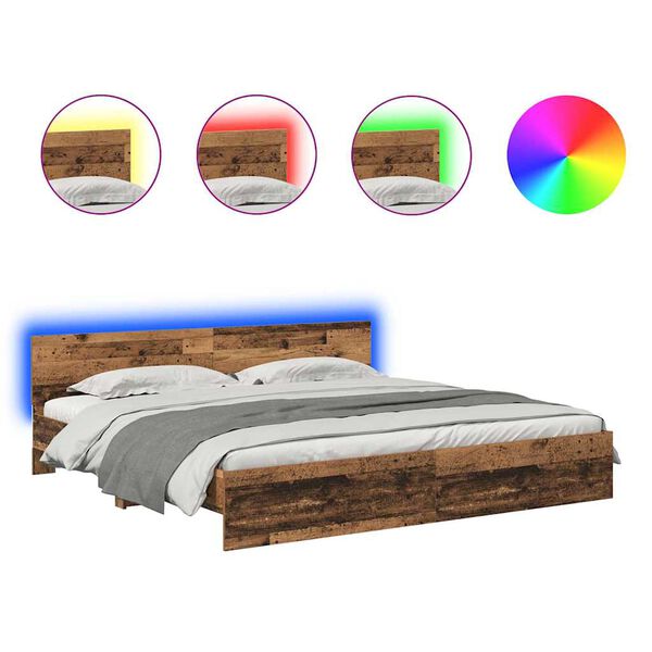 vidaXL R&aacute;m postele s čelo Star&eacute; dřevo 200 x 200 cm kompozitn&iacute; dřevo