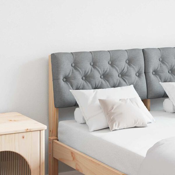 vidaXL Čalouněn&eacute; čelo postele Světle &scaron;ed&aacute; 120 cm Masivn&iacute; borov&eacute; dřevo