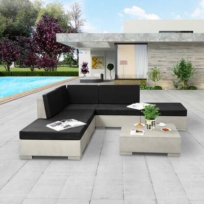 vidaXL 6dílná zahradní sedací souprava s poduškami betonová šedá