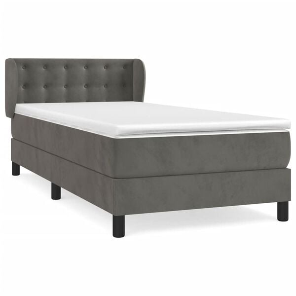 vidaXL Box spring postel s matrac&iacute; tmavě &scaron;ed&aacute; 90x190 cm samet