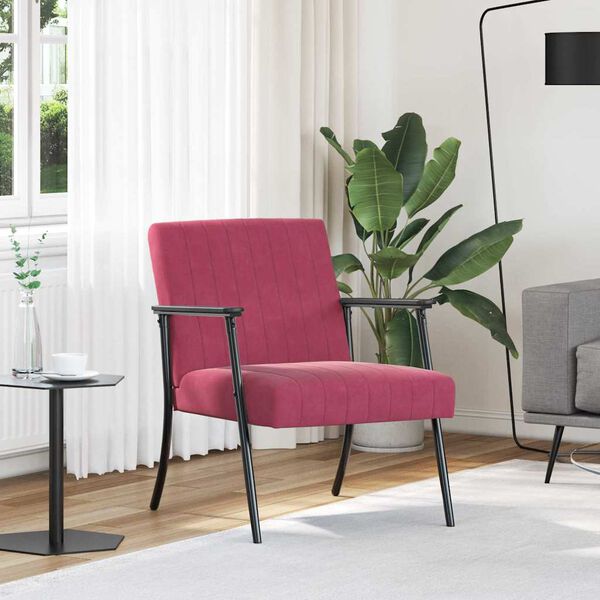 vidaXL křeslo V&iacute;no Červen&eacute; 59 x 75 x 78 cm samet