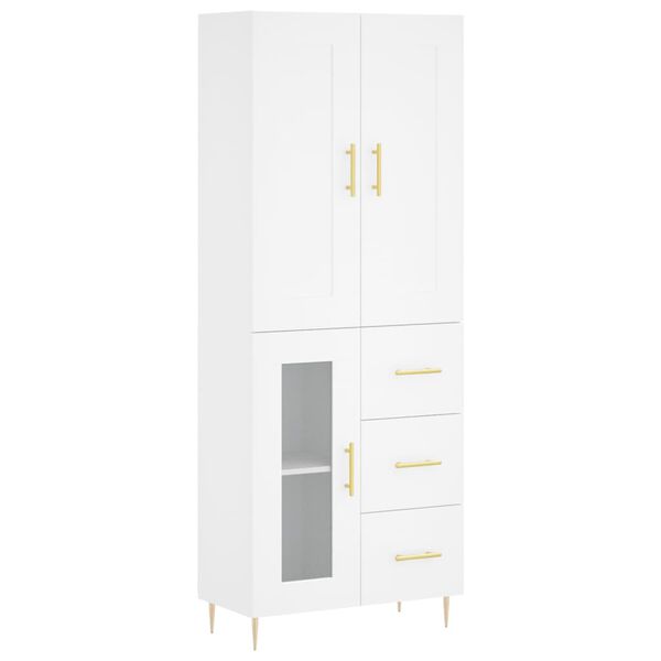 vidaXL Skř&iacute;ň highboard b&iacute;l&aacute; 69,5 x 34 x 180 cm kompozitn&iacute; dřevo