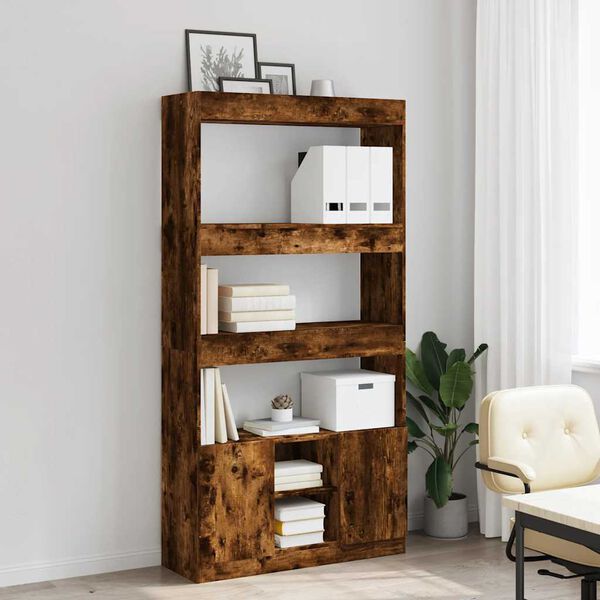 vidaXL Skř&iacute;ň highboard kouřov&yacute; dub 92 x 33 x 180 cm kompozitn&iacute; dřevo