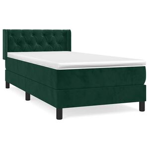 vidaXL Box spring postel s matrac&iacute; tmavě zelen&aacute; 80 x 200 cm samet