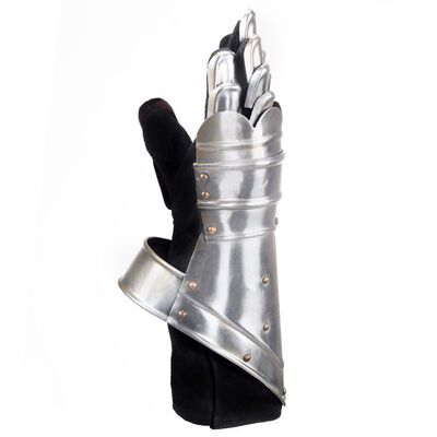 vidaXL Středověké plátové rukavice replika pro LARPy stříbrné ocel
