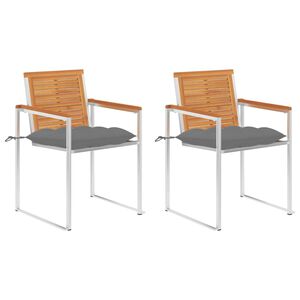 vidaXL Zahradn&iacute; židle s podu&scaron;kami 2 ks masivn&iacute; ak&aacute;ciov&eacute; dřevo a ocel