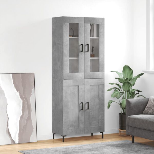 vidaXL Skř&iacute;ň highboard betonově &scaron;ed&aacute; 69,5x34x180 cm kompozitn&iacute; dřevo