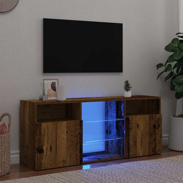 vidaXL TV stolek s LED old wood 120 x 30 x 50 cm kompozitní dřevo