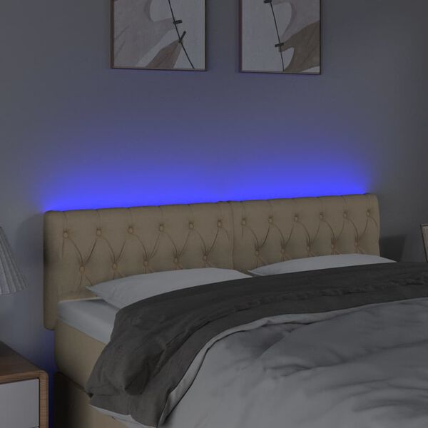 vidaXL Čelo postele s LED kr&eacute;mov&eacute; 160 x 7 x 78/88 cm textil
