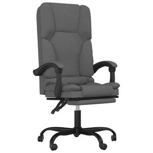 vidaXL Mas&aacute;žn&iacute; polohovac&iacute; kancel&aacute;řsk&eacute; křeslo tmavě &scaron;ed&eacute; textil