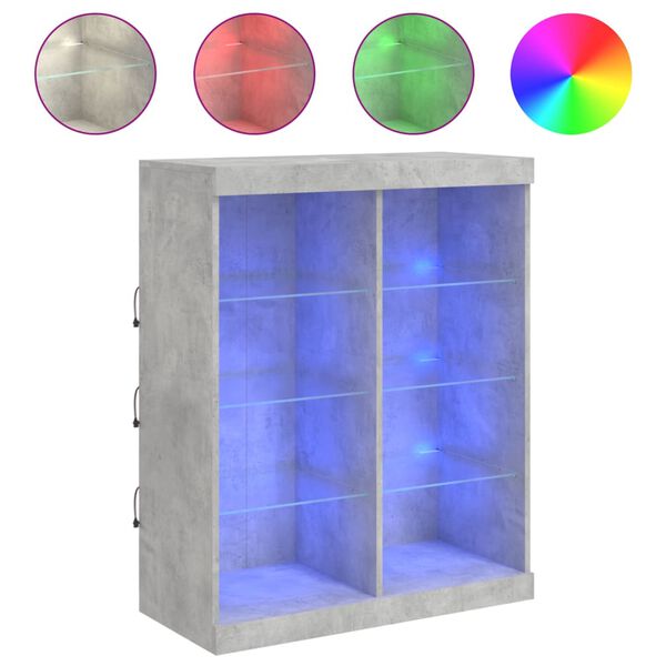 vidaXL Příborník s LED osvětlením betonově šedý 81 x 37 x 100 cm