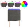 vidaXL Čelo postele s LED tmavě &scaron;ed&eacute; 80x5x118/128 cm samet