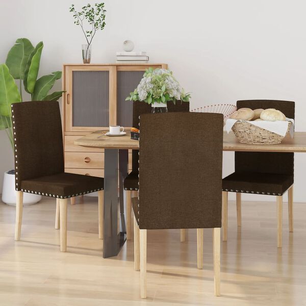 vidaXL J&iacute;deln&iacute; židle 4 ks hněd&eacute; textil