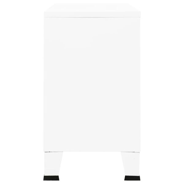 vidaXL Industriální příborník bílý 105 x 35 x 62 cm kov a sklo