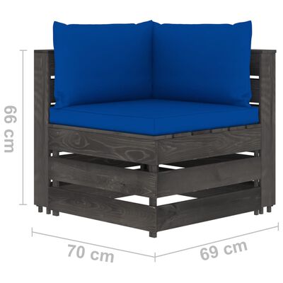 vidaXL 3dílná zahradní sedací souprava+podušky šedě impregnované dřevo