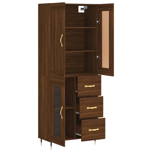 vidaXL Skř&iacute;ň highboard hněd&yacute; dub 69,5 x 34 x 180 cm kompozitn&iacute; dřevo
