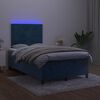 vidaXL Box spring postel s matrac&iacute; a LED tmavě modr&aacute; 120x200 cm samet