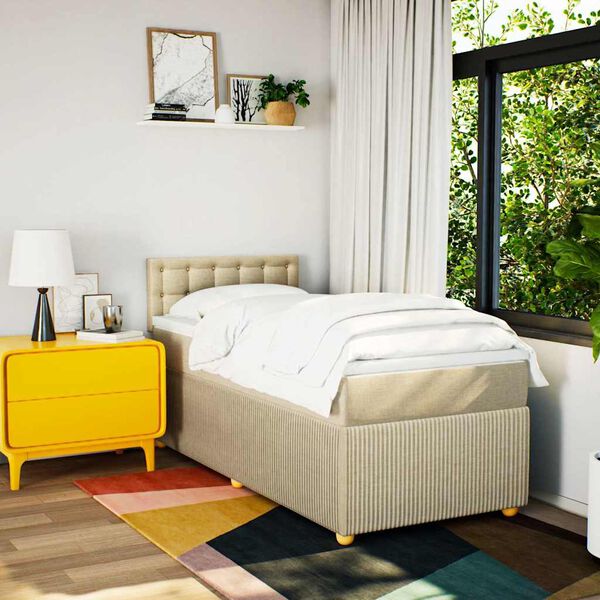 vidaXL Box spring postel s matrac&iacute; kr&eacute;mov&aacute; 80 x 200 cm textil