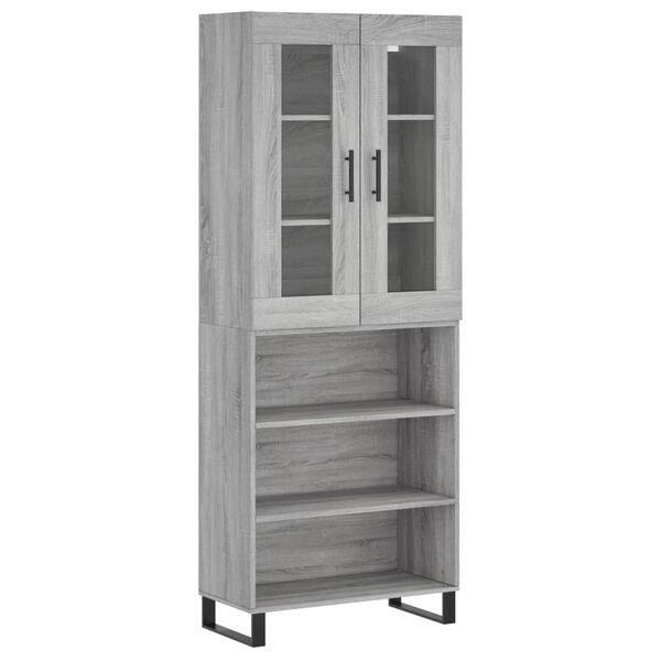 vidaXL Skř&iacute;ň highboard &scaron;ed&aacute; sonoma 69,5 x 34 x 180 cm kompozitn&iacute; dřevo