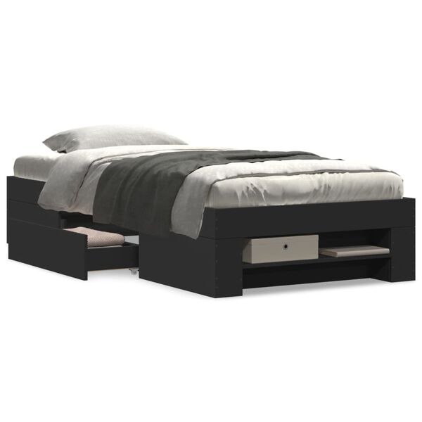 vidaXL R&aacute;m postele čern&yacute; 75 x 190 cm kompozitn&iacute; dřevo