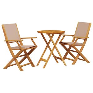 vidaXL 3d&iacute;ln&yacute; bistro set taupe textil a masivn&iacute; dřevo