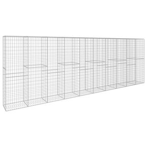 vidaXL Gabionov&aacute; zeď s v&iacute;kem z pozinkovan&eacute; oceli 600 x 50 x 200 cm