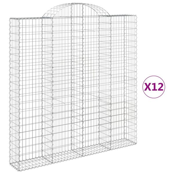 vidaXL Klenut&eacute; gabionov&eacute; ko&scaron;e 12ks 200x30x200/220cm pozinkovan&eacute; železo