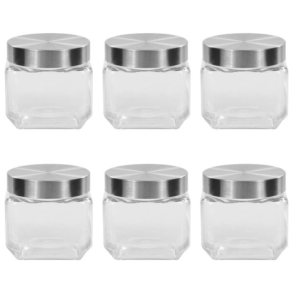 vidaXL D&oacute;zy na potraviny se stř&iacute;brn&yacute;m v&iacute;čkem 6 ks 800 ml