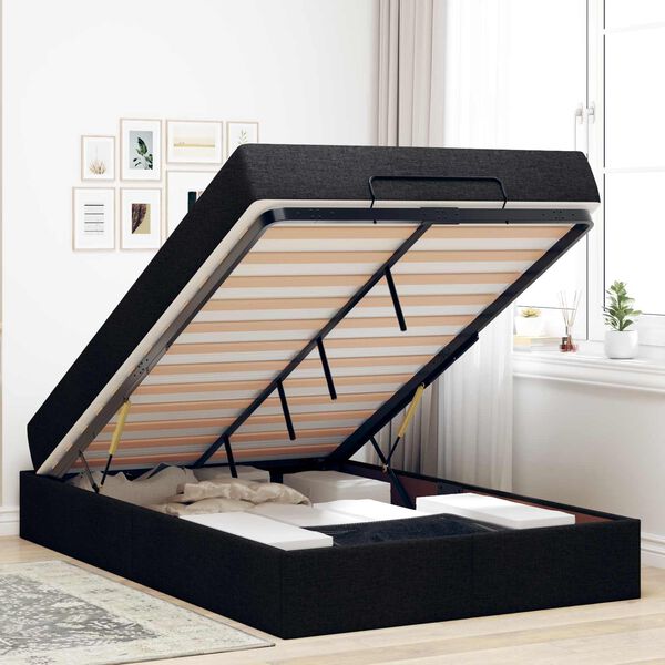 vidaXL R&aacute;m postele s matrac&iacute; s matrac&iacute; 2 pcs Čern&aacute; textil