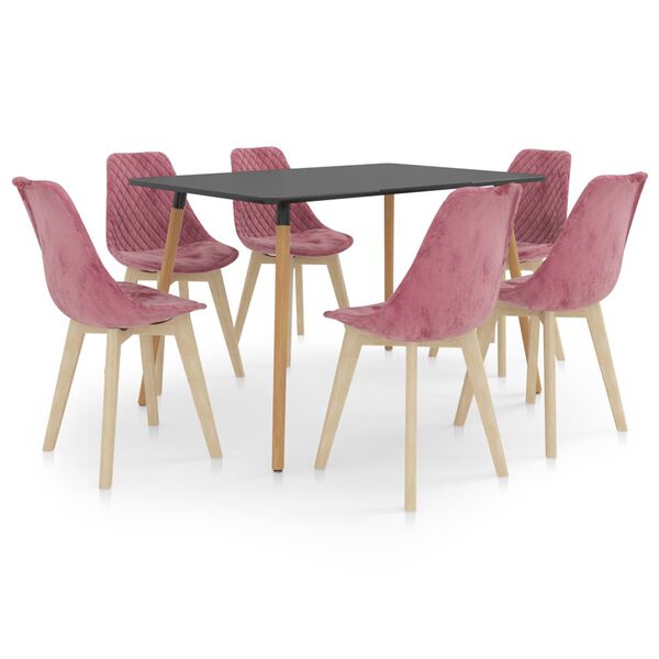 vidaXL 7dílný jídelní set růžový