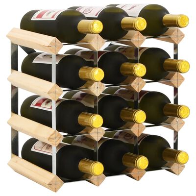 vidaXL Stojan na víno na 12 lahví masivní borové dřevo