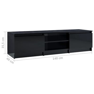 vidaXL TV stolek černý s vysokým leskem 140 x 40 x 35,5 cm dřevotříska