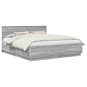 vidaXL R&aacute;m postele s čelo &Scaron;ed&aacute; sonoma 200 x 200 cm Kompozitn&iacute; dřevo