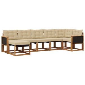 vidaXL Venkovn&iacute; pohovkov&aacute; souprava 7 pcs Přirozen&aacute; a B&eacute;žov&aacute;